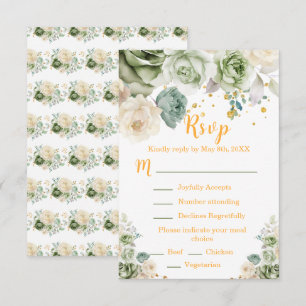 Cartons Réponse Vert sauge et floral crème Sweet Sixteen