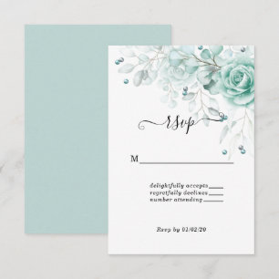 Cartons Réponse Vert sauge turquoise Mariage floral