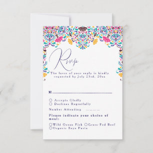 Cartons Réponse Vibrant mexicaine Fiesta Style Mariage arc-en-ciel