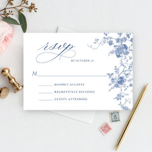 Cartons Réponse Victorian Dusty Blue French Garden Floral Mariage