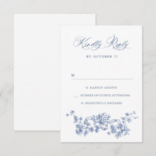 Cartons Réponse Victorien Ornate Grace Floral Dusty Mariage bleu