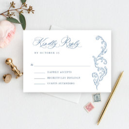 Cartons Réponse Victorien Ornate Grace Floral Dusty Mariage bleu