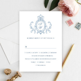 Cartons Réponse Victorien Ornate Grace Floral Dusty Mariage bleu