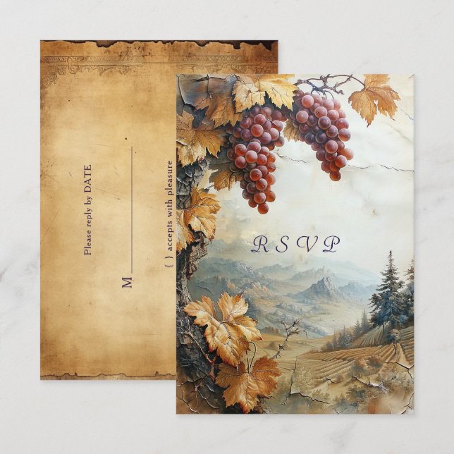 Cartons Réponse Vignoble de vigne de vigne aquarelle (Devant / Derrière)