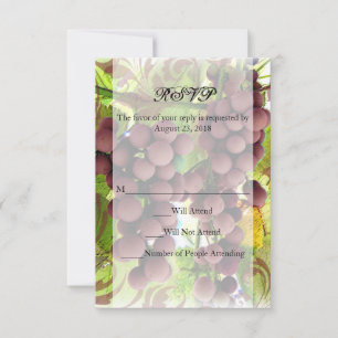 Cartons Réponse Vignoble Élégant Raisins Violets Mariage Petit RSV