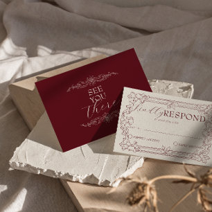 Cartons Réponse Vin de Bourgogne Chic et Élégant pour Mariage de L