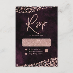 Cartons Réponse Vin de Bourgogne et Rose Gold Confetti Wedding RSV