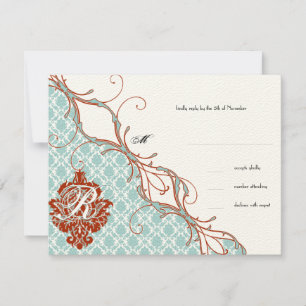 Cartons Réponse Vintage Birds Red Endive Mariage damassé
