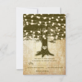 Cartons Réponse Vintage Chêne Arbre Rustique Éclairages de mariage