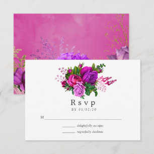 Cartons Réponse Vintage Chic Fuchsia et violet Mariage