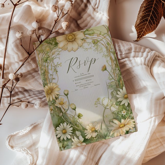 Cartons Réponse Vintage Daisy Mariage Art Nouveau (Créateur téléchargé)