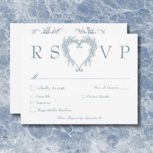 Cartons Réponse Vintage Elegant Chinoiserie Blue Heart Mariage