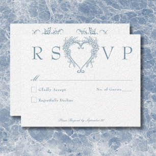 Cartons Réponse Vintage Elegant Chinoiserie Blue Heart Mariage
