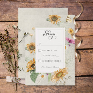 Cartons Réponse Vintage été tournesol Mariage floral