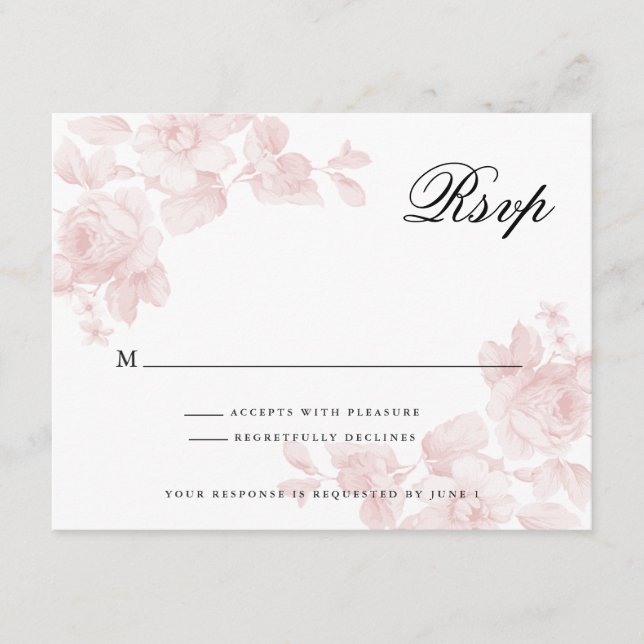 Cartons Réponse Vintage Floral Rose Mariage rose (Devant)