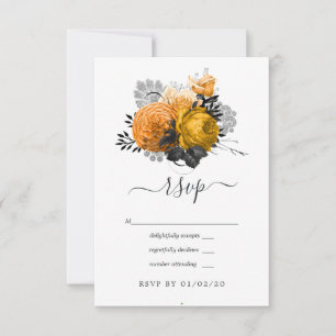 Cartons Réponse Vintage noir et orange Halloween Mariage floral
