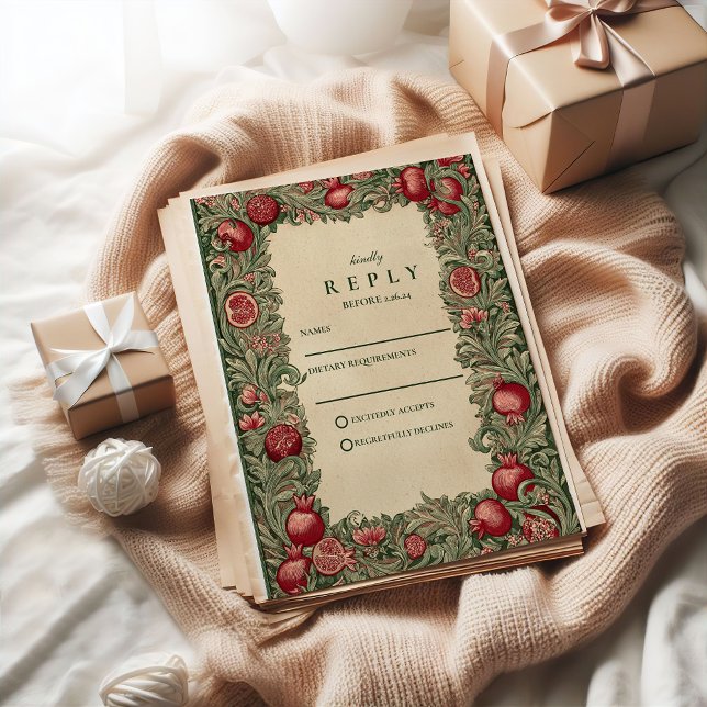 Cartons Réponse Vintage Pomegranate Garden Wedding (Créateur téléchargé)