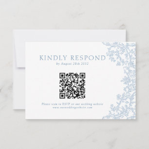 Cartons Réponse Vintage Victorian Blue Baroque Line Art QR Code