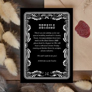 Cartons Réponse Vintage Western Cowboy Détails du Mariage campagna