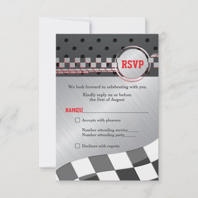 Cartons Réponse Voiture Racecar Bar Mitzvah Répondre Card (Devant)