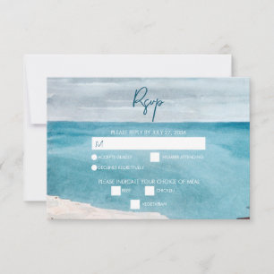 Cartons Réponse Watercolor Beach Ocean Waves Monogram Mariage