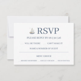 Cartons Réponse Watercolor Coastal Seascape Wedding 