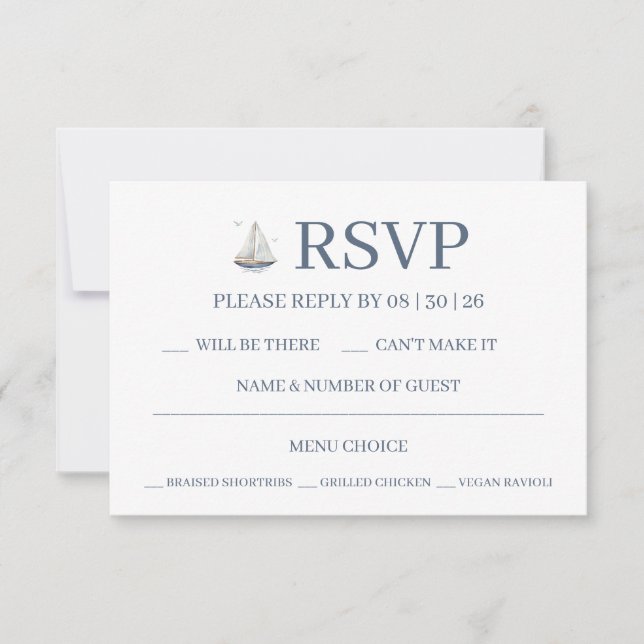 Cartons Réponse Watercolor Coastal Seascape Wedding  (Devant)