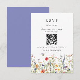 Cartons Réponse Watercolor Floral Wedding QR Code Response Card