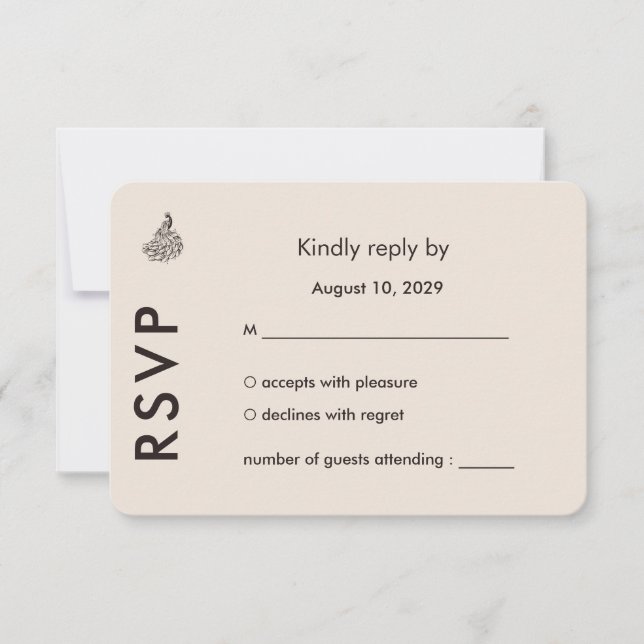 Cartons Réponse Wedding Peacock Botanical | Couture Response Art (Devant)