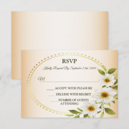 Cartons Réponse Wedding Rustic Golden Geometric White Floral Peach