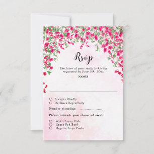 Cartons Réponse Wedding shower forestier tropical des Bougainvilli