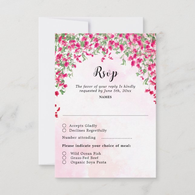 Cartons Réponse Wedding shower forestier tropical des Bougainvilli (Devant)