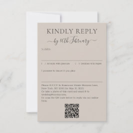Cartons Réponse Wedding Soft Beige Signature QR Code Kindly Reply