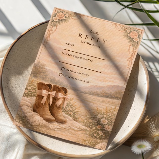 Cartons Réponse Western Lace Cowboy Boots Wedding (Créateur téléchargé)