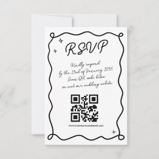 Cartons Réponse Whimsical Handdraw Code QR Mariage Correspondance