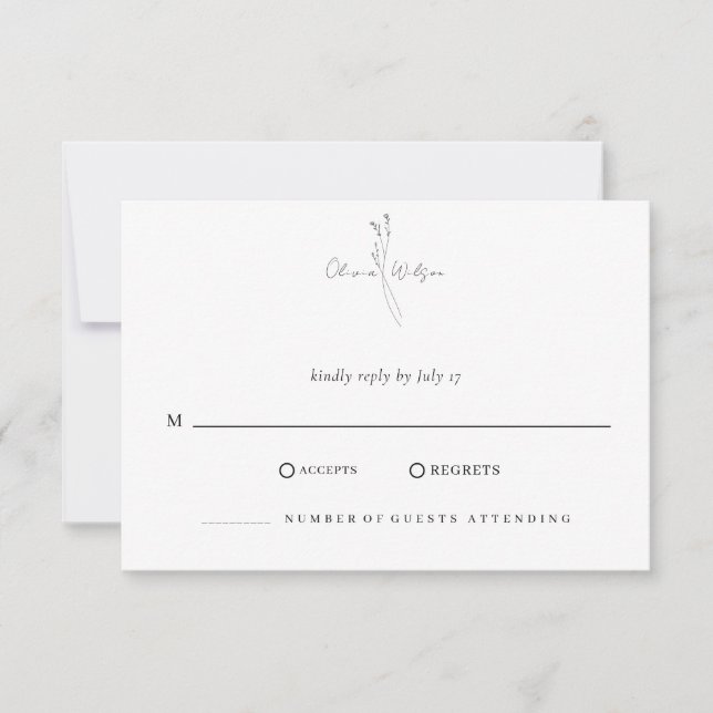 Cartons Réponse White Elegant Minimalist Botanical Wedding (Devant)