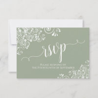 White Lace Sage Green Élégant Mariage de calligrap