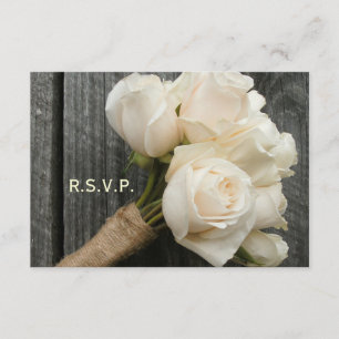 Cartons Réponse White Rose Bouquet & Barnwood Mariage R.S.V.P.
