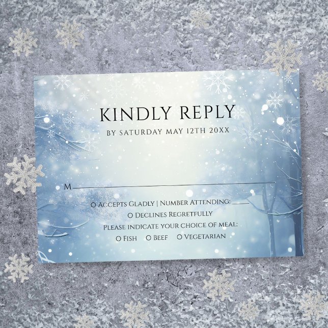 Cartons Réponse Winter Wonderland Forest Mariage (Winter Wonderland Forest Wedding RSVP Card)