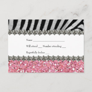 Cartons Réponse Zebra Faux Rhinestone Parties scintillant rose RSV