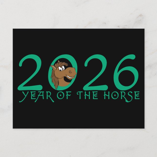 Cartoon 2026 Chinesisches Neujahrsfest Postkarte (Vorderseite)