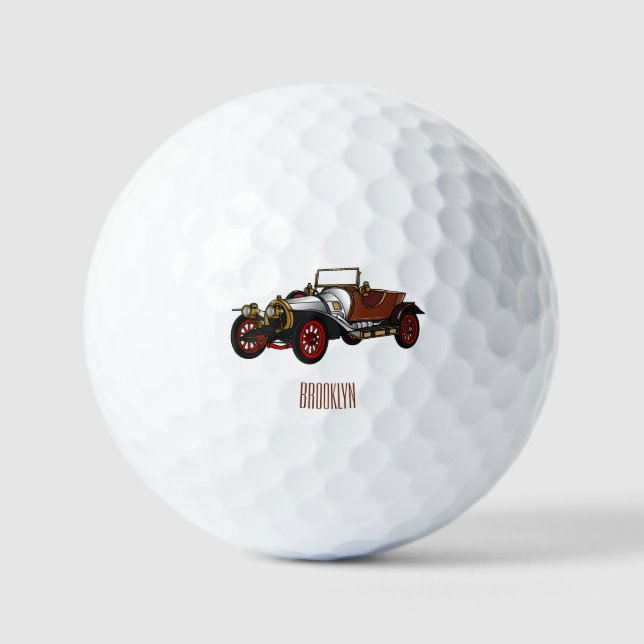 Cartoon-Abbildung 1920 des klassischen Autos Golfball (Vorderseite)