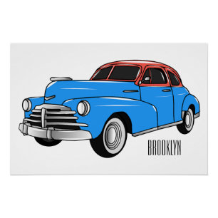 Cartoon-Abbildung 1948 des klassischen Autos Poster