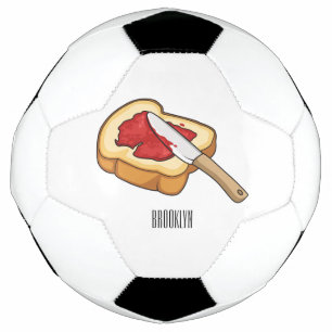 Cartoon-Abbildung Brot und Konfitüre Fußball
