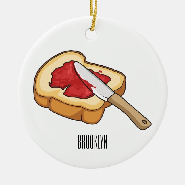 Cartoon-Abbildung Brot und Konfitüre Keramik Ornament (Vorne)