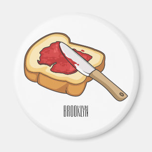 Cartoon-Abbildung Brot und Konfitüre Magnet