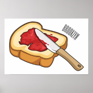 Cartoon-Abbildung Brot und Konfitüre Poster