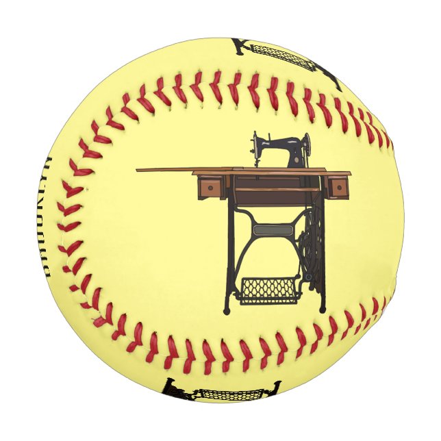 Cartoon-Abbildung der Nähmaschine Baseball (Vorderseite Links)