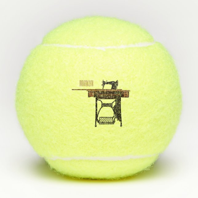 Cartoon-Abbildung der Nähmaschine Tennisbälle (Vorderseite)