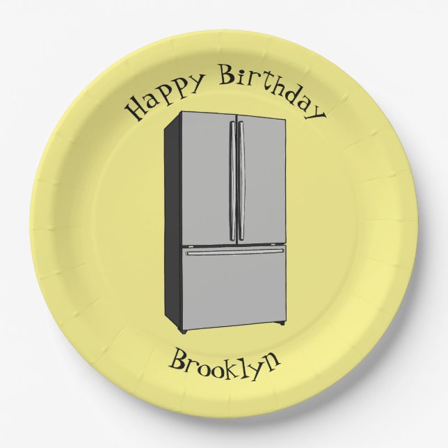 Cartoon-Abbildung des Kühlschranks Pappteller (Vorderseite)